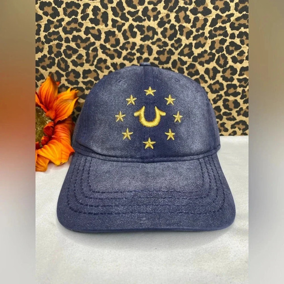 🦋B2G1🦋TRUE RELIGION Ace Blue HorseShoe Adjustable Baseball Hat | OSFA | - Picture 6 of 7